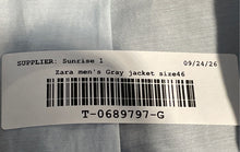Load image into Gallery viewer, Zara Mens Gray Notch Lapel Single-Breasted Two-Button Blazer Jacket Size 46