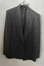 Load image into Gallery viewer, Arturo Calle Mens Gray Plaid Wool Double-Breasted Six-Button Blazer Size 39