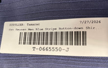 Load image into Gallery viewer, Van Heusen Mens Blue Striped Short Sleeve Collared Button-Up Shirt Size Large