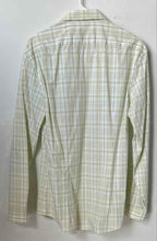 Load image into Gallery viewer, Calvin Klein Mens Green White Plaid Long Sleeve Collared Dress Shirt Sz 15 32/33