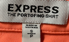 Load image into Gallery viewer, Express Womens Neon Orange Roll-Tab Sleeve Collared Blouse Top Size Small