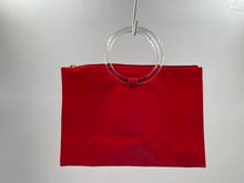 Load image into Gallery viewer, Escada Beaute Womens Red Clear Double Ring Handle Zip Top Cosmetic Bag