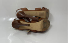 Load image into Gallery viewer, Michael Kors Womens Brown Leather Open Toe Stiletto Platform Heels Size 8.5M