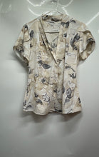 Load image into Gallery viewer, Calvin Klein Womens Beige Floral Short Bud Sleeve Button Front Blouse Top Size M