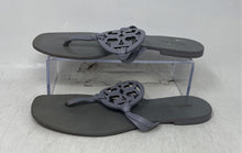 Load image into Gallery viewer, Authentic Tory Burch Womens Miller Gray Leather Thong Sandals Size 8M Damaged