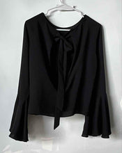 Load image into Gallery viewer, Zara Basic Womens Black Long Flared Sleeve Round Neck Blouse Top Size XS