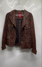 Load image into Gallery viewer, V Cristina Womens Brown Animal Print Pockets Cuffed Sleeve Blazer Jacket Size L