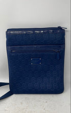 Load image into Gallery viewer, Michael Kors Womens Blue Signature Print Adjustable Strap Zip Top Crossbody Bag