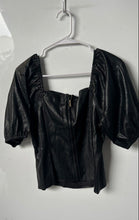 Load image into Gallery viewer, Marc New York Womens Black Front Zip Short Sleeve Blouse Top Size Large