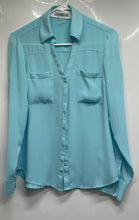 Load image into Gallery viewer, Express Womens Blue Long Sleeve Slim Fit The Portofino Button-Up Shirt Size XS