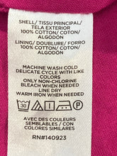 Load image into Gallery viewer, Loft Womens Fuchsia Tie Neck Eyelet Short Sleeve Scalloped Blouse Top Size XS
