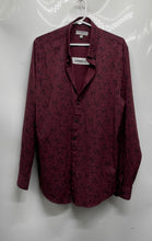 Load image into Gallery viewer, Express Mens Wine Printed Long Sleeve Collared Fitted Dress Shirt Size L