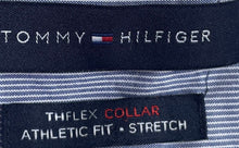 Load image into Gallery viewer, Tommy Hilfiger Mens Blue Pinstripe Stretch Athletic Fit Dress Shirt Size 15 1/2