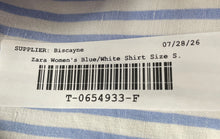 Load image into Gallery viewer, Zara Mens Blue White Collared Long Sleeve Button-Up Shirt Size Small