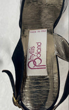 Load image into Gallery viewer, Phyllis Poland Womens Black Peep Toe Adjustable Strap Low Slingback Heels Sz 8 M