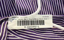 Load image into Gallery viewer, Ralph Lauren Mens Purple White Striped Long Sleeve Dress Shirt Size 17.5