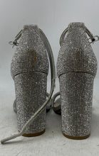 Load image into Gallery viewer, Steve Madden Womens Carrson Silver Rhinestone Block Ankle Strap Sandals Sz 7.5M
