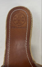 Load image into Gallery viewer, Authentic Tory Burch Womens Brown Espadrille Wedge Slide Sandals Sz 7.5 Stained