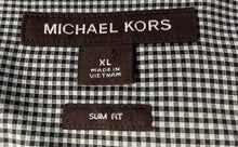 Load image into Gallery viewer, Michael Kors Mens Black White Plaid Print Slim Fit Button-Up Shirt Size XL