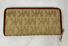 Load image into Gallery viewer, Michael Kors Womens Brown Signature Print Card Slots Accordion Zip-Around Wallet