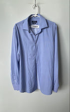 Load image into Gallery viewer, Nautica Mens Blue Long Sleeve Collared Slim Fit Dress Shirt Size L 16-16.5 34/35
