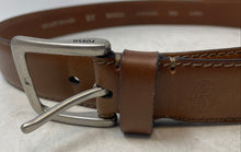 Load image into Gallery viewer, Fossil Mens Brown Genuine Leather Buckle Adjustable Dress Belt Size 90/36