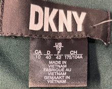 Load image into Gallery viewer, DKNY Womens Green Sleeveless Draped Cowl Neck Back Zip Shift Dress Size 10