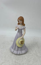 Load image into Gallery viewer, Enesco Growing Up Birthday Girls Brunette Girl In Lavender Dress Age 12 Figurine
