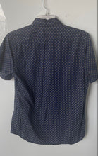 Load image into Gallery viewer, Express Mens Blue Geometric Print Short Sleeve Collared Button-Up Shirt Size S/P