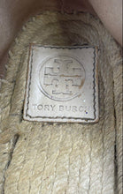 Load image into Gallery viewer, Authentic Tory Burch Womens Cream Black Espadrille Flats Size 8.5M Stained