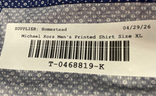 Load image into Gallery viewer, Michael Kors Mens Blue Geometric Slim Fit Stretch Dress Shirt Size XL 17 34/35