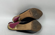 Load image into Gallery viewer, Twice Womens Black Pink Stone Suede Peep Toe Platform Slingback Heels Size EU 36