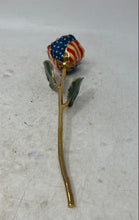 Load image into Gallery viewer, 24k Gold Dipped Patriotic Lacquer Real Rose Star Spangled American Flag