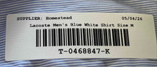 Load image into Gallery viewer, Lacoste Mens Blue White Striped Print Regular Fit Button-Up Shirt Size M