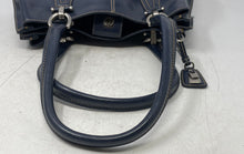 Load image into Gallery viewer, Liz Claiborne Womens Navy Blue Leather Double Handle Charm Shoulder Handbag