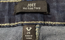 Load image into Gallery viewer, True Religion Womens Joey Blue Denim Mid Rise 5 Pocket Design Flared Jeans Sz 26
