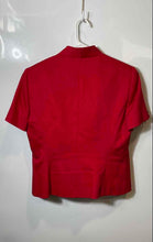 Load image into Gallery viewer, Tahari Arthur S. Levine Womens Red Short Sleeve Lapel Zip Front Blazer Size 8