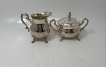 Load image into Gallery viewer, Silver-Tone Tableware Engraved Scroll Handle Lidded Sugar Bowl And Creamer Set