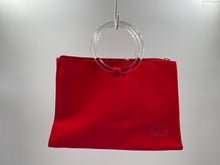 Load image into Gallery viewer, Escada Beaute Womens Red Clear Double Ring Handle Zipper Cosmetic Bag