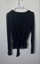 Load image into Gallery viewer, Guess Womens Black Long Sleeve V-Neck Waist Tie Blouse Top Size Medium