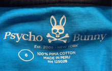 Load image into Gallery viewer, Psycho Bunny Mens Blue Pima Cotton Crew Neck Pullover T-Shirt Size 6