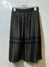 Load image into Gallery viewer, Zara Womens Green Black Striped Elastic Waist Pull-On Midi Pleated Skirt Size S