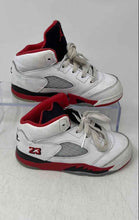 Load image into Gallery viewer, Nike Boys Air Jordan 5 440890-120 White Red Leather Basketball Shoes Size 9C
