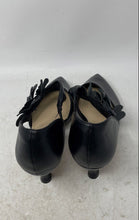 Load image into Gallery viewer, Coutgo Womens Black Leather Pointed Toe Kitten Ankle Strap Sandal Size 11