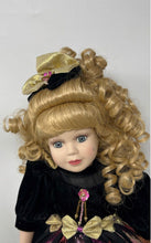 Load image into Gallery viewer, Collectible Victorian Blonde Curly Hair Porcelain Doll With Display Stand