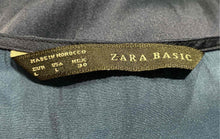 Load image into Gallery viewer, Zara Basic Womens Navy Blue Cap Sleeve Round Neck Pullover Blouse Top Size L