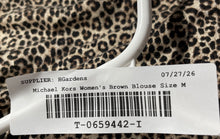 Load image into Gallery viewer, Michael Kors Womens Brown Leopard Print Short Sleeve Pullover Blouse Top Size M