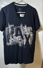 Load image into Gallery viewer, Armani Exchange Mens Blue White Graphic Print Slim-Fit Pullover T-Shirt Size M