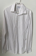 Load image into Gallery viewer, Express Mens White Polka Dot Cotton Long Sleeve Extra Slim Fit Dress Shirt Sz M