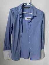 Load image into Gallery viewer, Zara Womens Light Blue White Long Sleeve Collared Button-Up Shirt Size Small